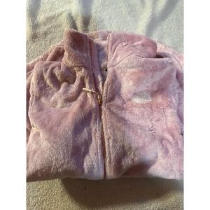 North Face Osolit Jacket Women L Pink Fleece Moss Warm Pockets Logo Embroidered